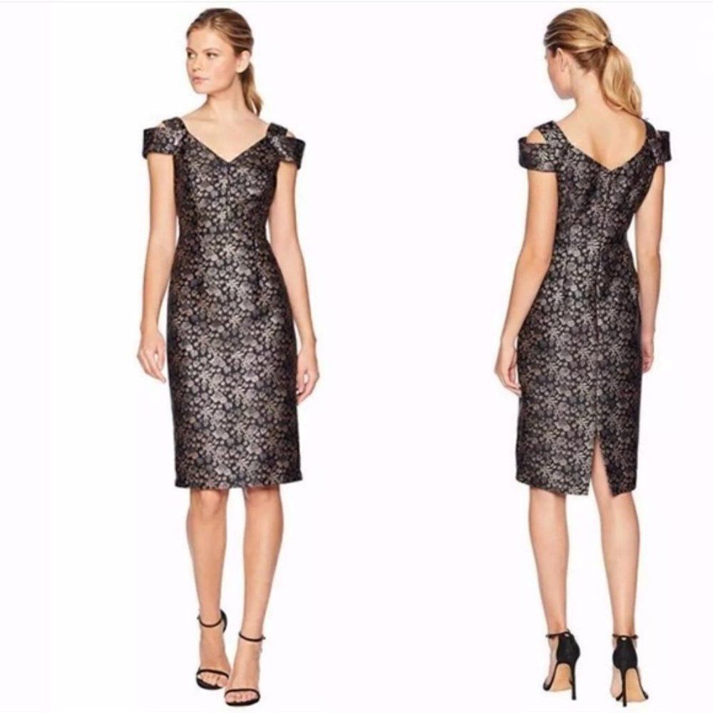Maggy London Twilight Rose Metallic Brocade Dress- NEW